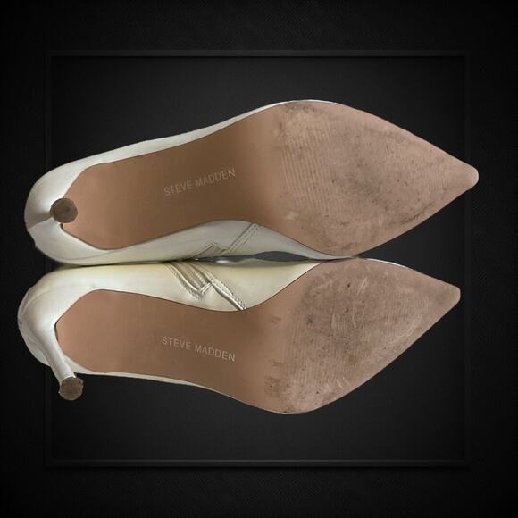 Steve Madden Women’s SZ 7.5M White Patent Stiletto High Heels Side Zip - Picture 10 of 13